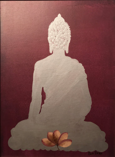 Silver Buddha On Bordeux - Lotus